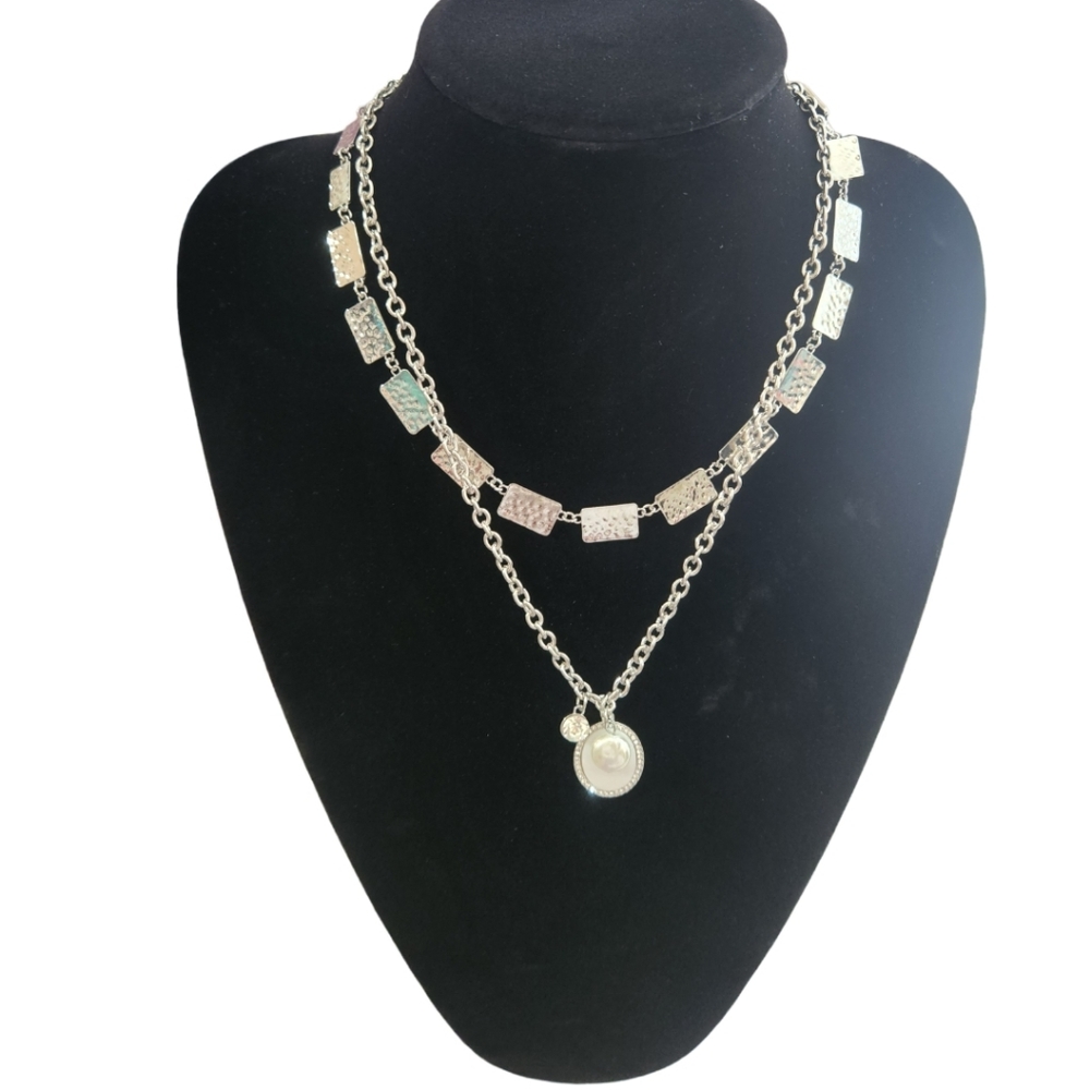 LANE BRYANT SILVER TONE DOUBLE NECKLACE NWT